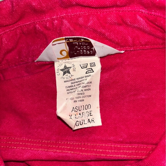 Vintage Carhartt Work Shirt Rugged Outdoor Wear XL Made In USA Chamois red Pink - Picture 4 of 7